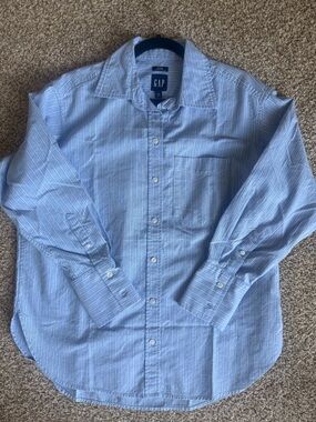 GAP Organic Cotton Oxford Big Shirt Blue stripe Button-Up Shirt